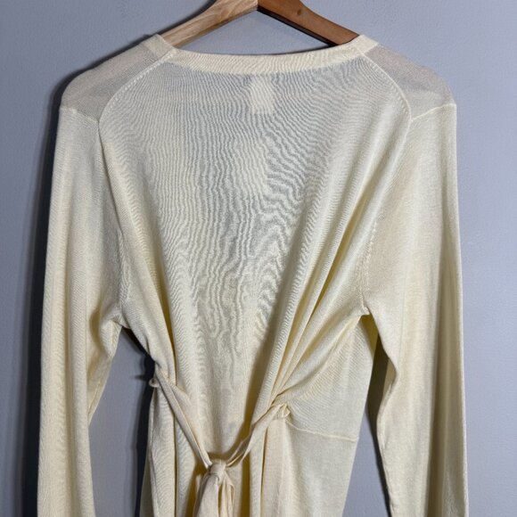 J. Crew Wrap Cardigan Sweater Women's Large Butter Yellow Preppy Minimalist NWT - Picture 10 of 13